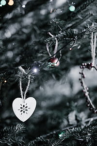 grayscale photography silver heart ornament thumbnail