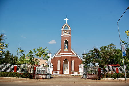 church, steeple, building, street thumbnail