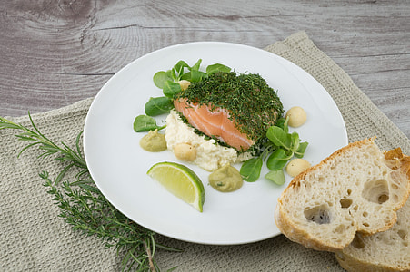 pastry with vegetables on round white ceramic plate thumbnail