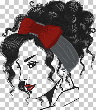 Female Stock illustration Stock photography Illustration, painted retro girl avatar, woman with curly hair and red bow turban illustration PNG clipart