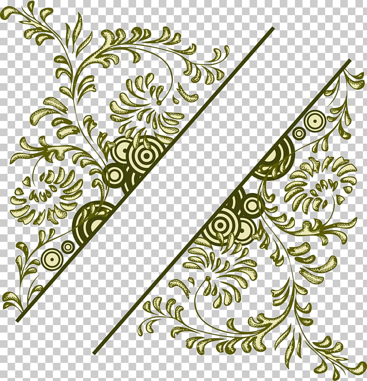 Flower Floral design , Vintage floral frame illustration, green leaves illustration PNG clipart