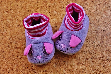 toddler's purple and pink rabbit crib shoes thumbnail