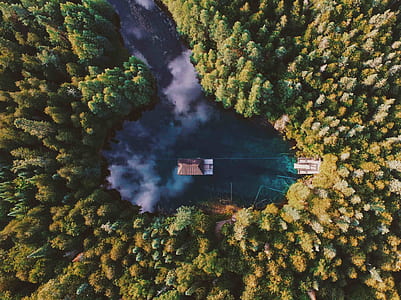 aerial view of mini house over body of water thumbnail