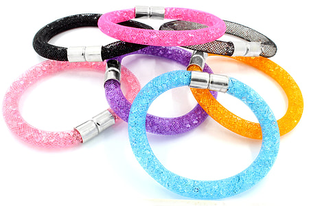 assorted-colored glittered scrunchies thumbnail