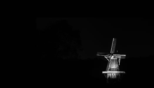 grayscale photography of windmill thumbnail