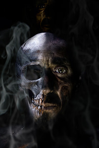 human face half skull wallpaper thumbnail