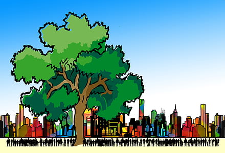 green tree in front of city illustration thumbnail