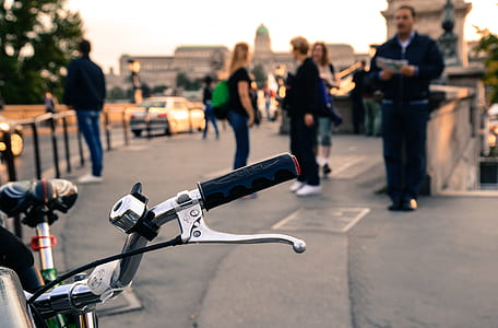 Gray Bike Parked on The Street thumbnail