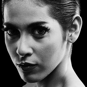 grayscale photography of a woman thumbnail