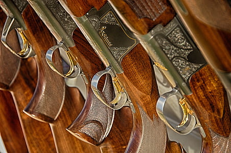 Brown and Gray Rifles Lined Up thumbnail