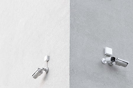 two white bullet-type security cameras thumbnail