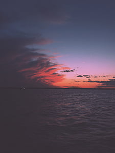 ocean under orange clouds thumbnail