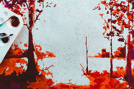 red and black trees painting thumbnail