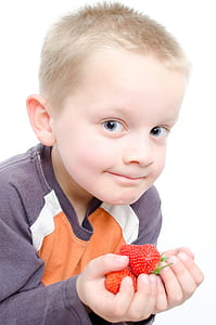 boy holding strawberries thumbnail