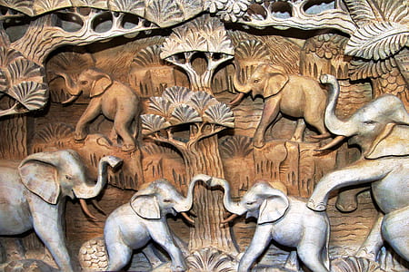 mid-relief elephant embossed board wall art thumbnail