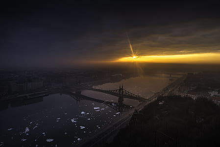 aerial photography of city during sunrise thumbnail