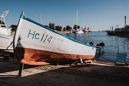 Fishing boats berthed in the marina of Old Town of Nessebar, Bulgaria thumbnail