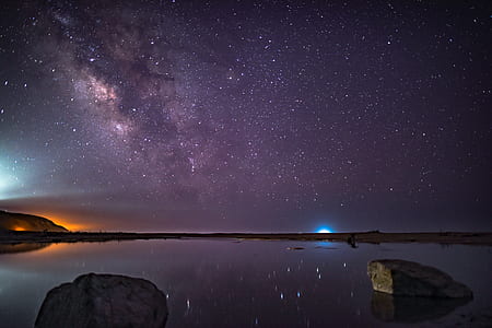 landscape photo of body of water during night time thumbnail