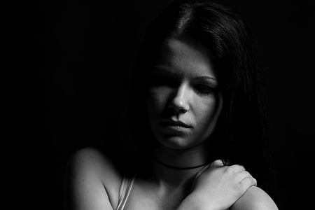 grayscale photo of woman wearing tank top thumbnail