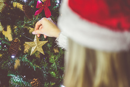 Young Woman Decorating a Christmas Tree thumbnail