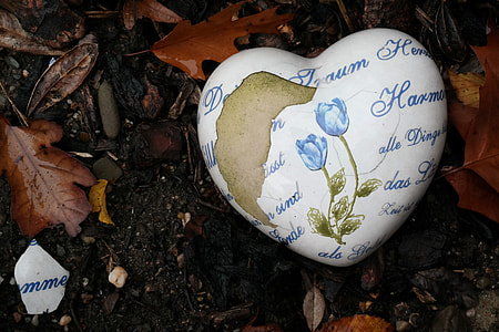white and blue floral heart shaped stone thumbnail
