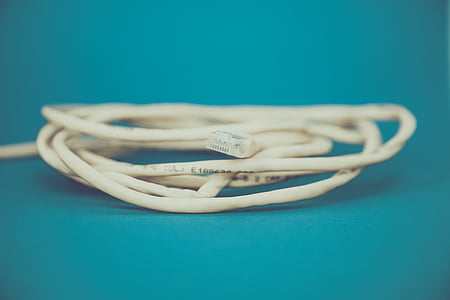 white coated ethernet cable on green surface thumbnail