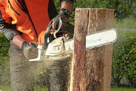 man using chainsaw cutting tree log thumbnail