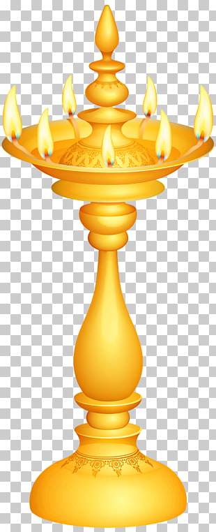 Oil lamp Diya Light Diwali , Indian Deco Candlestick , round brown pedestal candle holder with lighted candles on top illustration PNG clipart