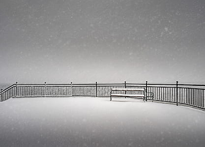 Snow Covered Bench on a Snowy Day thumbnail