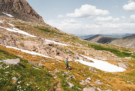 person walking on mountain slope thumbnail