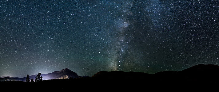 silhouette of trees and land under starry sky during nighttime thumbnail