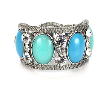 silver-colored blue and teal gemstone bracelet thumbnail