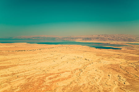 brown sand field near body of water during daytime thumbnail