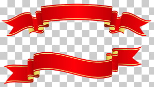 Ribbon Paper Banner , Red Banners , two red ribbon illustration PNG clipart