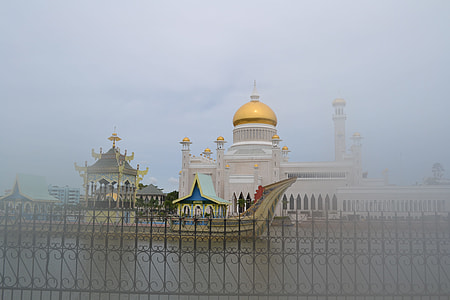 white mosque under cloudy sky thumbnail