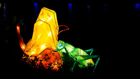 grasshopper on yellow stone lighted decor thumbnail