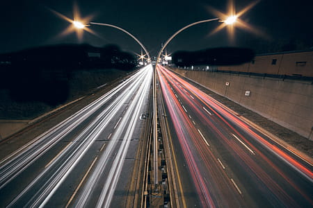 Highway Lights At Night Photo thumbnail