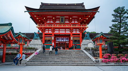 people in front of red Chinese temple thumbnail
