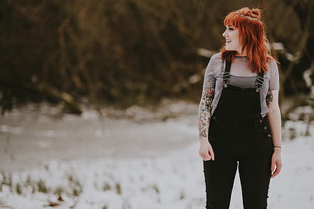woman wearing black overall pants thumbnail