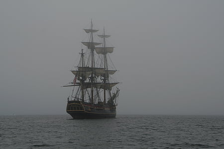 brown galleon ship on sea thumbnail
