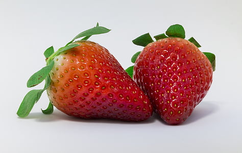 two strawberries in white background thumbnail