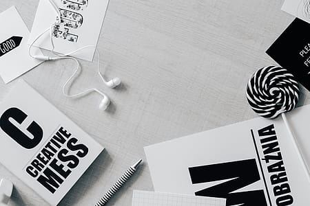 Top view of black and white typography sentences thumbnail