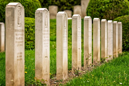 row of beige concrete tombstones thumbnail