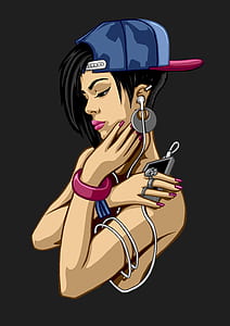 man holding MP3 player illustration thumbnail