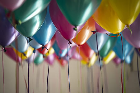 selective focus photography of assorted-color balloons thumbnail