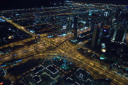bird's eye view of street and building lights thumbnail