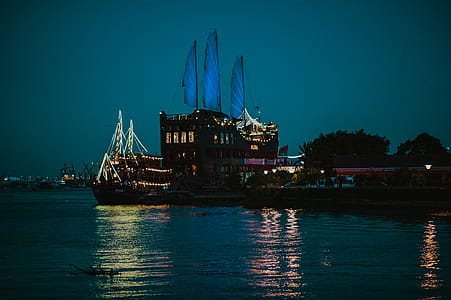 Black Cruiser Ship On Sea Dock thumbnail