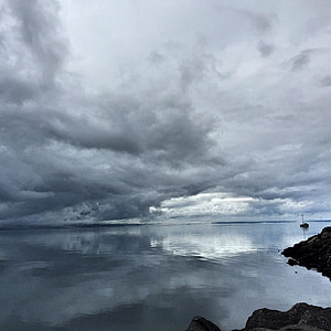 body of water under cloudy sky thumbnail