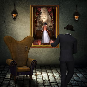 3D woman in white dress painting thumbnail