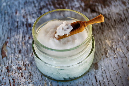 Clear Glass Container with Coconut Oil thumbnail